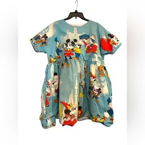 Remember When Vintage Mickey Mouse Handmade Dress Character Print Sz XXL